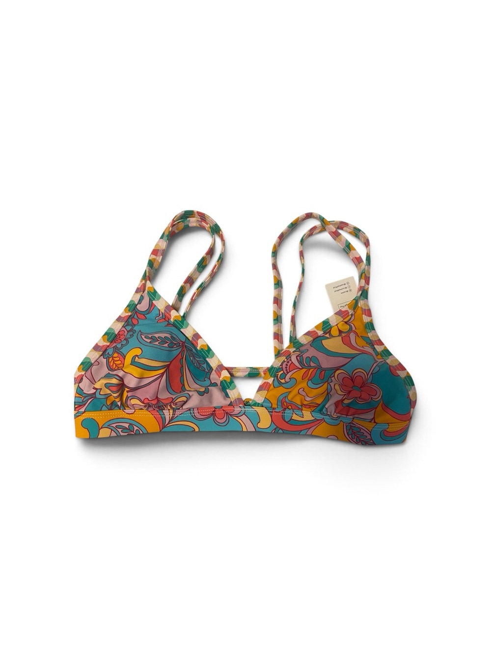 Cupshe Teal Multicolor Floral Print Triangle Bikini Top